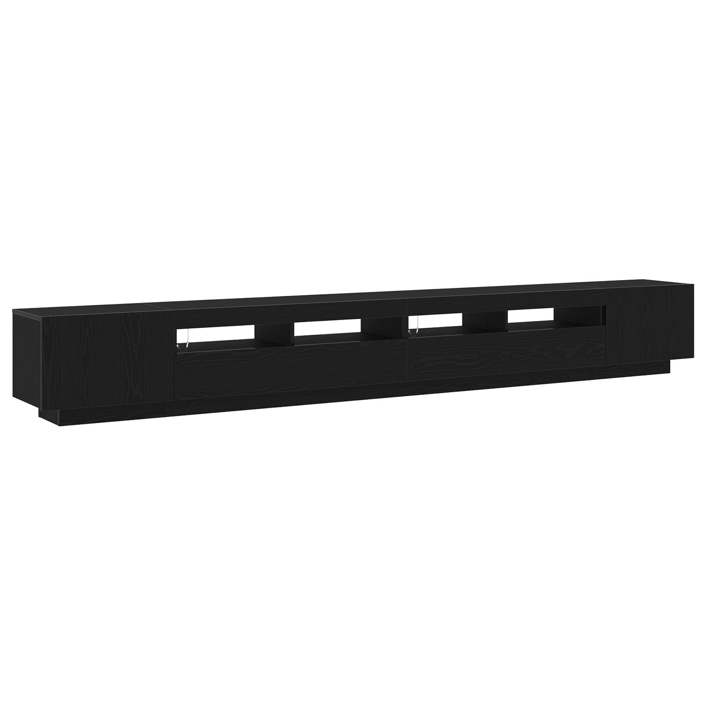 vidaXL TV-Schrank mit LED-Lichtern in Schwarz und Eiche, 300x35x40 cm, Holzwerkstoff