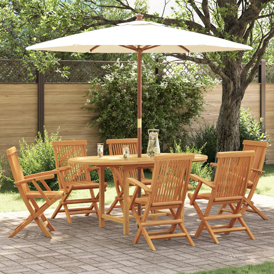 vidaXL 7-teiliges Garten-Dining-Set aus massivem Teakholz