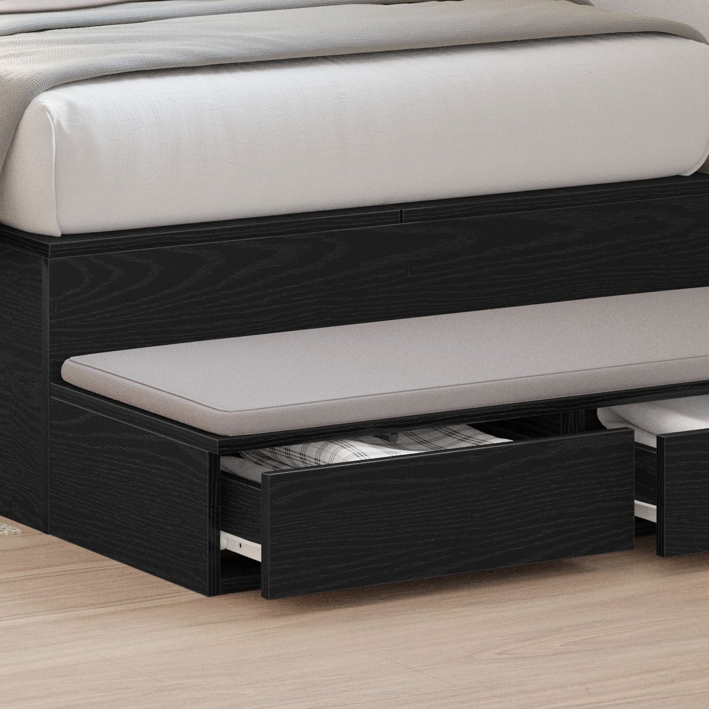 vidaXL Bett-Schubladen Schwarz 75x36,5x16,5 cm Holzwerkstoff