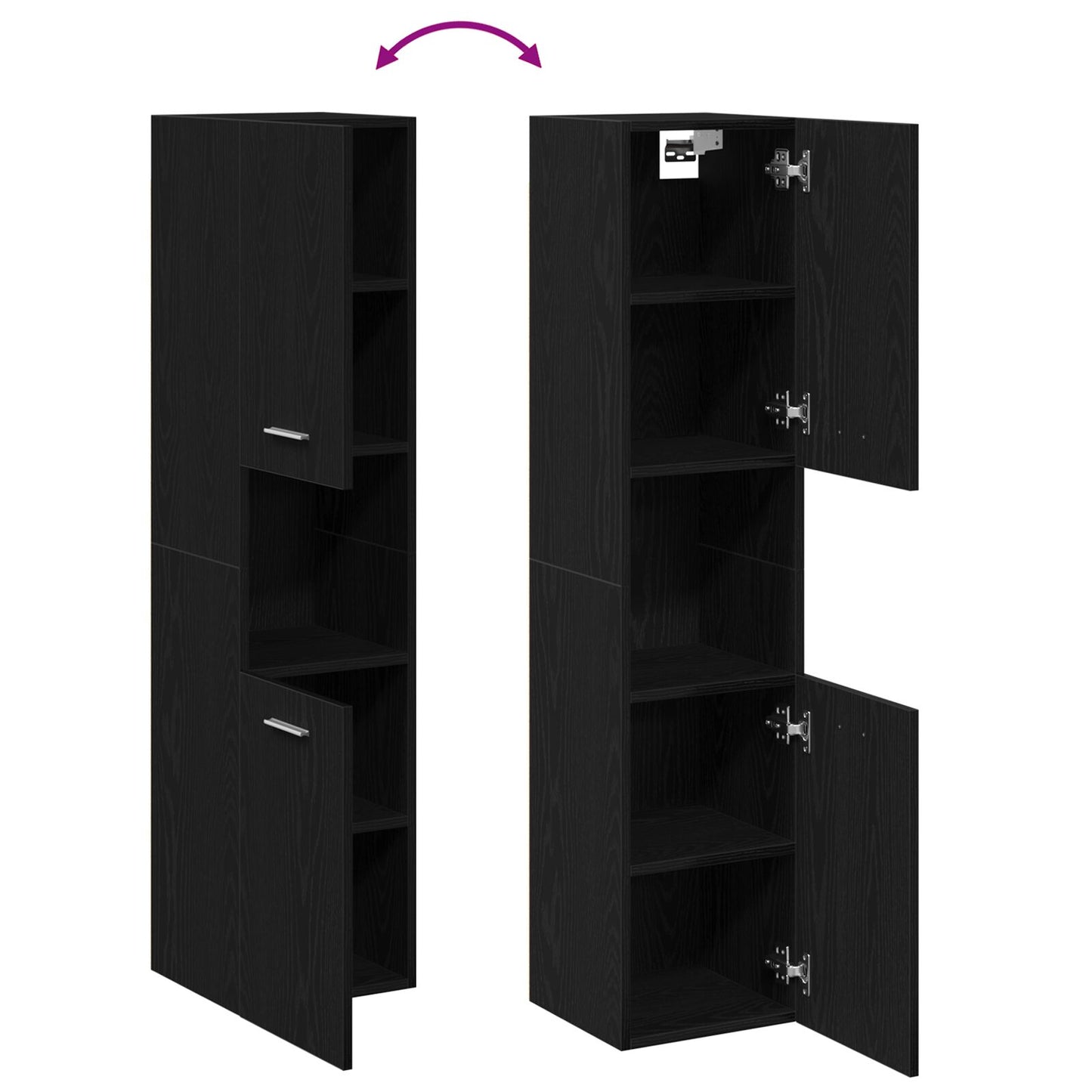 vidaXL Badezimmer Wandschrank Schwarz Eiche 30x30x130 cm aus Ingenieurholz
