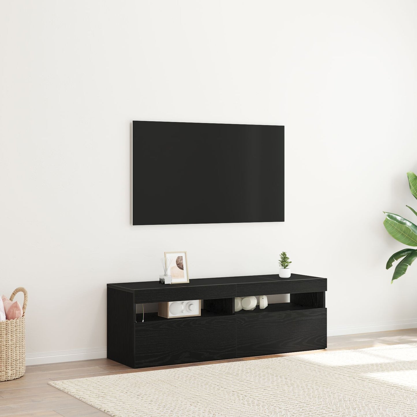 vidaXL TV-Schrank mit LED Schwarz Eiche 120x35x40 cm Holzwerkstoff