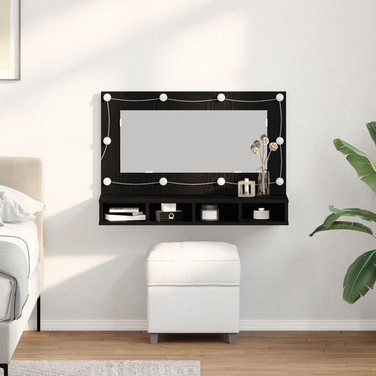 vidaXL LED Spiegel Schrank in Schwarz Eiche - 90x31.5x62 cm