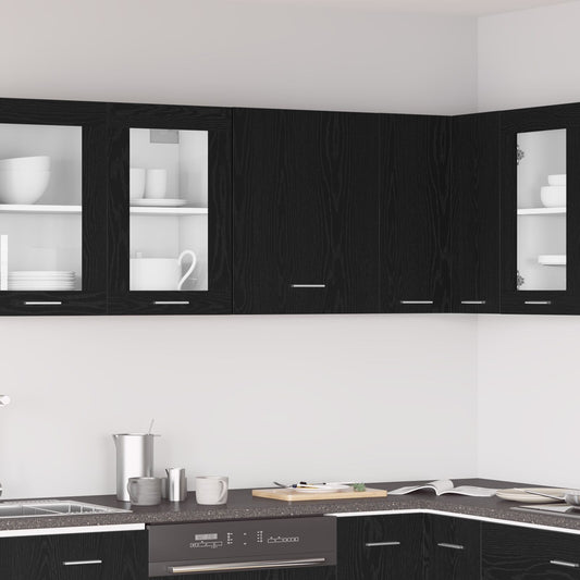 vidaXL Schwarzer Eichenhängeschrank 50x31x60 cm Aus Holzwerkstoff
