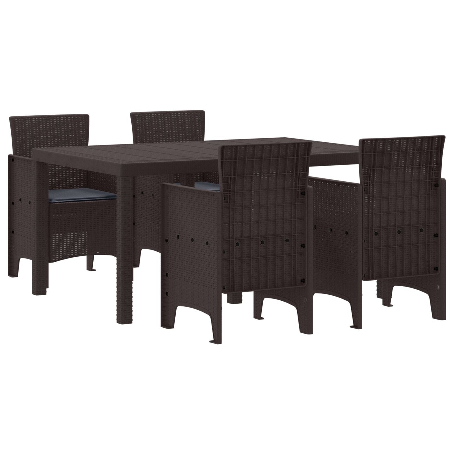 vidaXL 5-teiliges Garten Essen Set mit Kissen Braun Poly Rattan