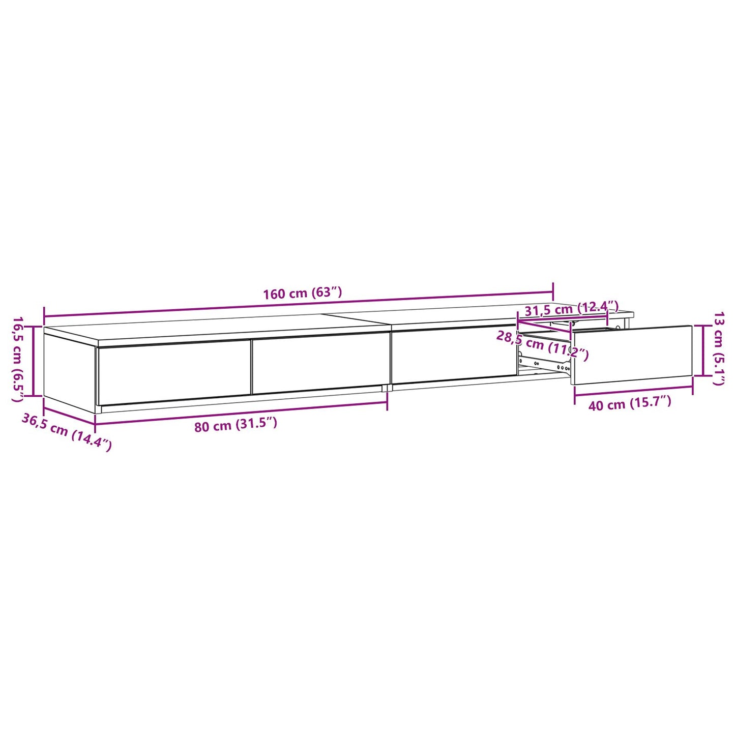 vidaXL Nachttisch Geräucherte Eiche Holzwerkstoff 160 x 36,5 x 16,5 cm