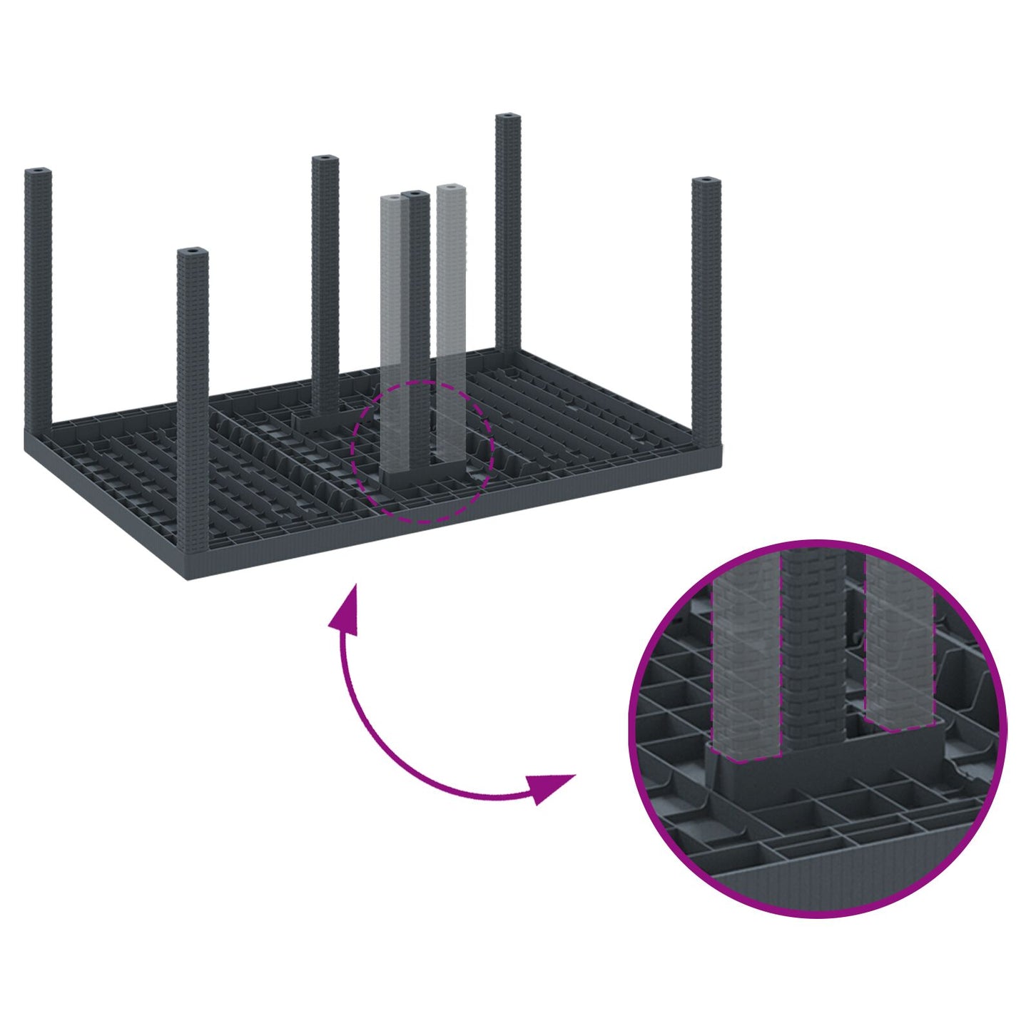 vidaXL 5-teilige Garten Essgarnitur Anthrazit Poly Rattan
