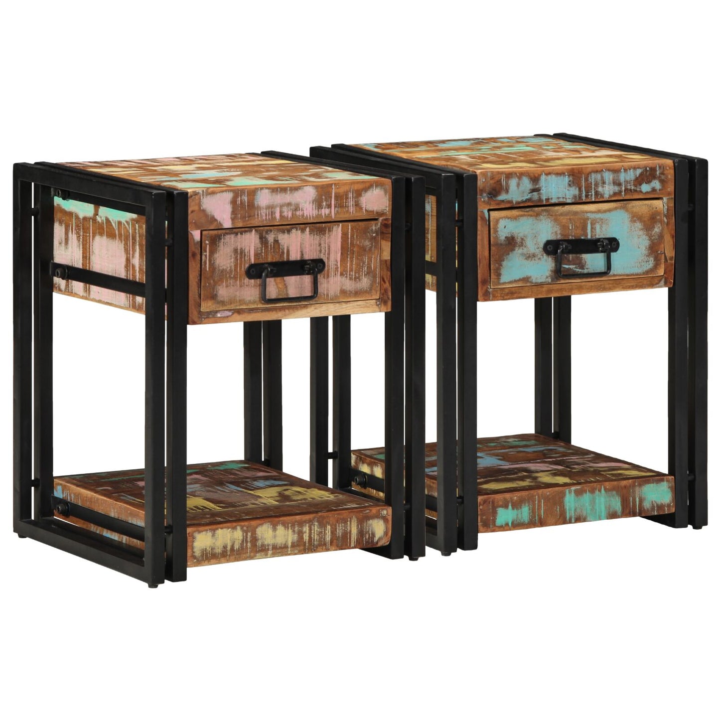 vidaXL Nachttische 2 Stück 40x40x50 cm Massivholz Altholz
