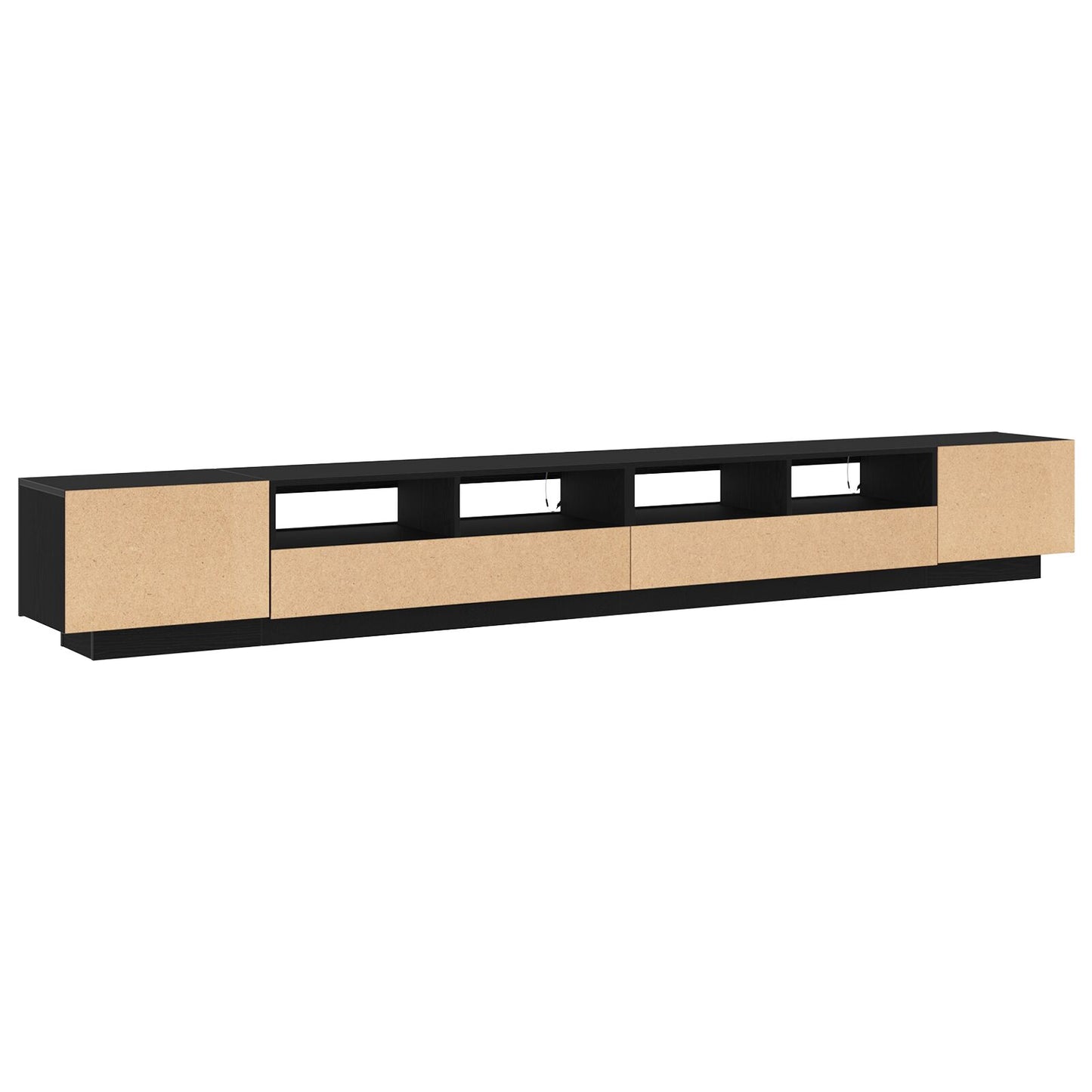 vidaXL TV-Schrank mit LED-Lichtern in Schwarz und Eiche, 300x35x40 cm, Holzwerkstoff