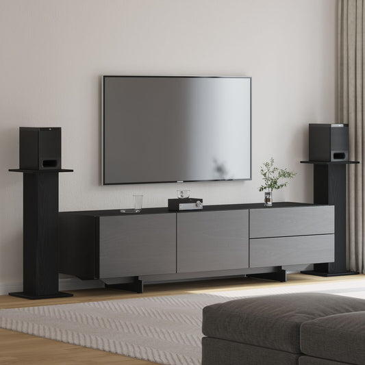 vidaXL Lautsprecherständer 2er Set Schwarz Eiche 30x30x80 cm Holzwerkstoff