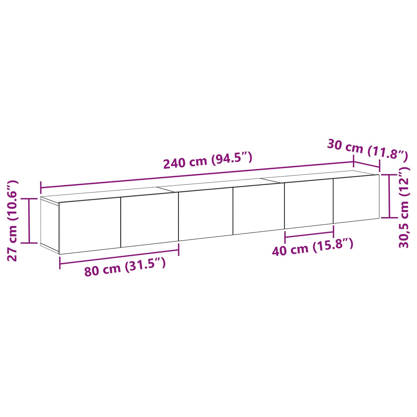 vidaXL 3-teilige TV-Cabinet-Set Schwarz aus Holzwerkstoff