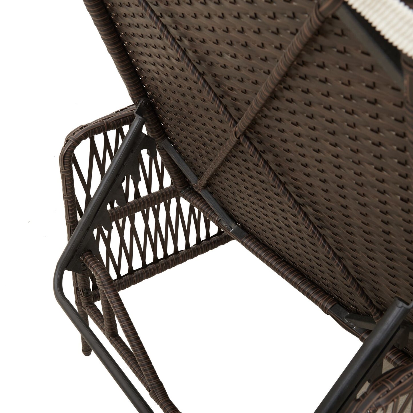 vidaXL Sonnenliege Set 3-teilig Braun und cremeweiß PE Rattan, Metall