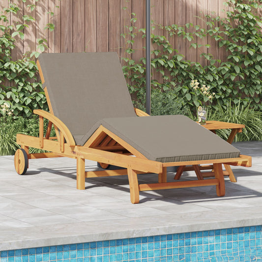 vidaXL Klappbare Sonnenliege mit Rädern & Kissen Taupe Massivholz Akazie