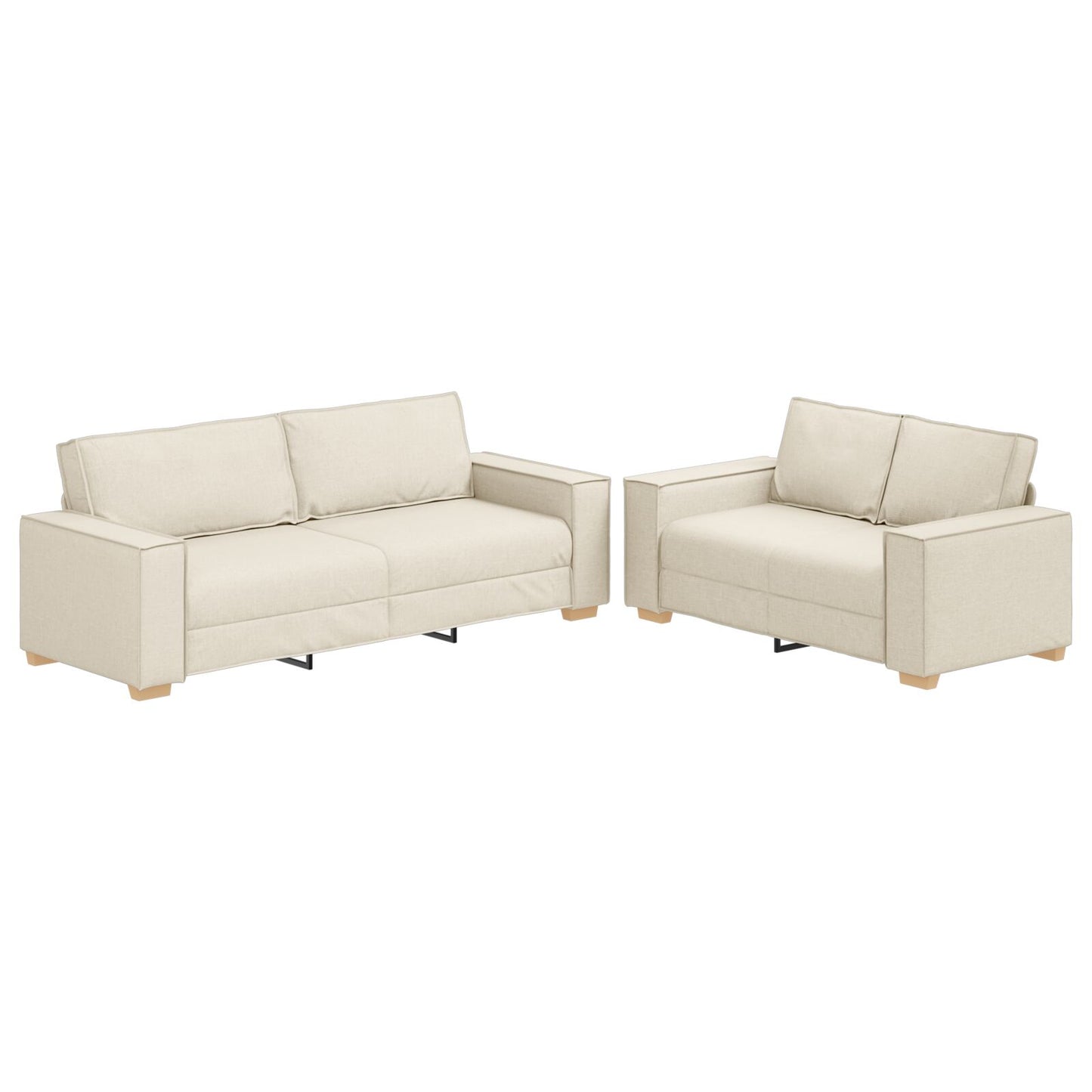 vidaXL 2-teiliges Sofaset mit Kissen aus Leinen