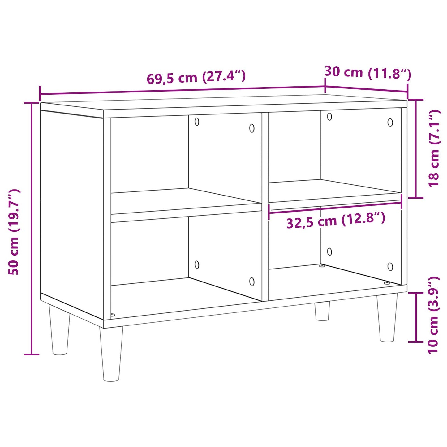 vidaXL TV-Schrank aus Schwarzer Eiche - 69,5x30x50 cm, aus Holzwerkstoff