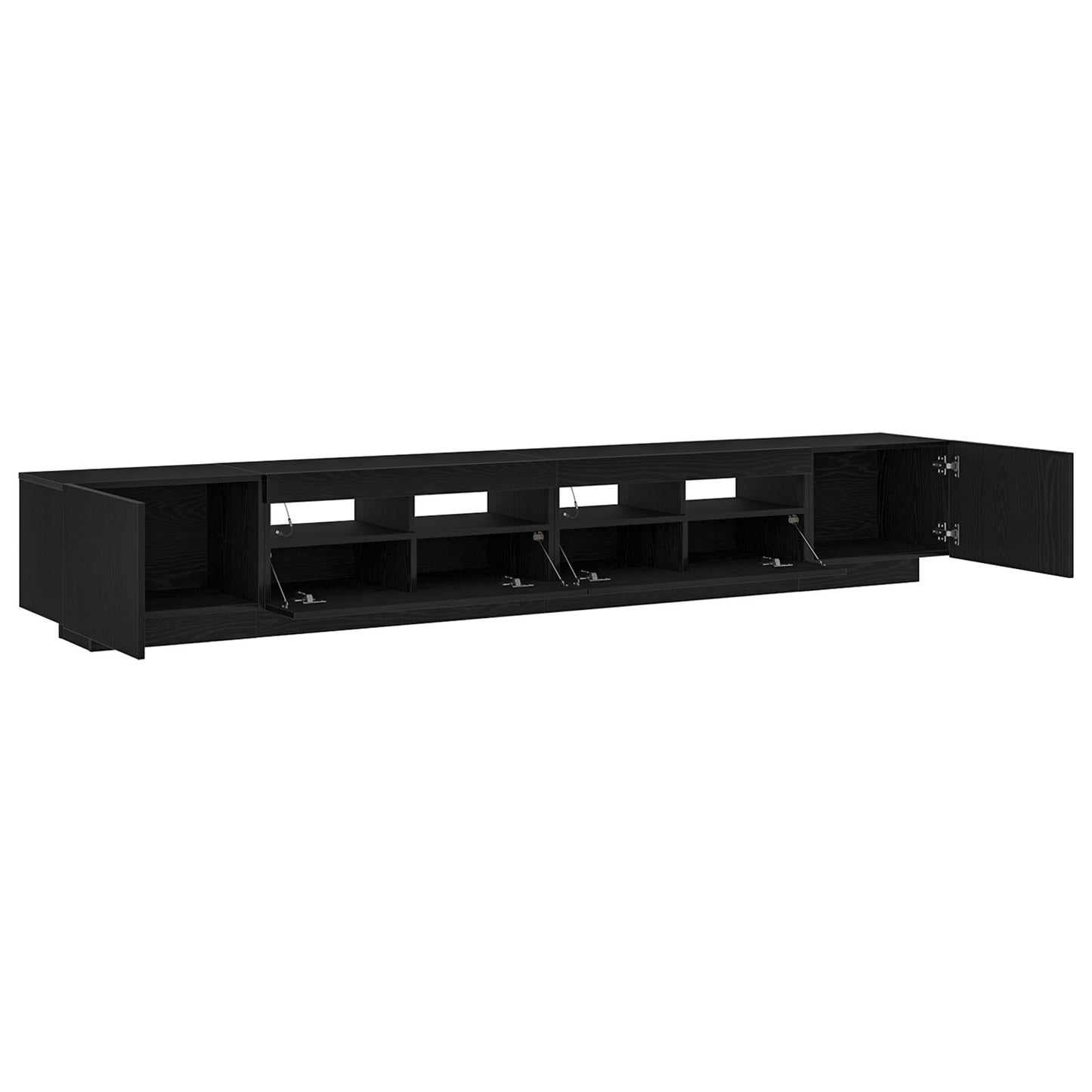 vidaXL TV-Schrank mit LED-Leuchten, schwarz, Eiche, 260x35x40 cm, Holzwerkstoff