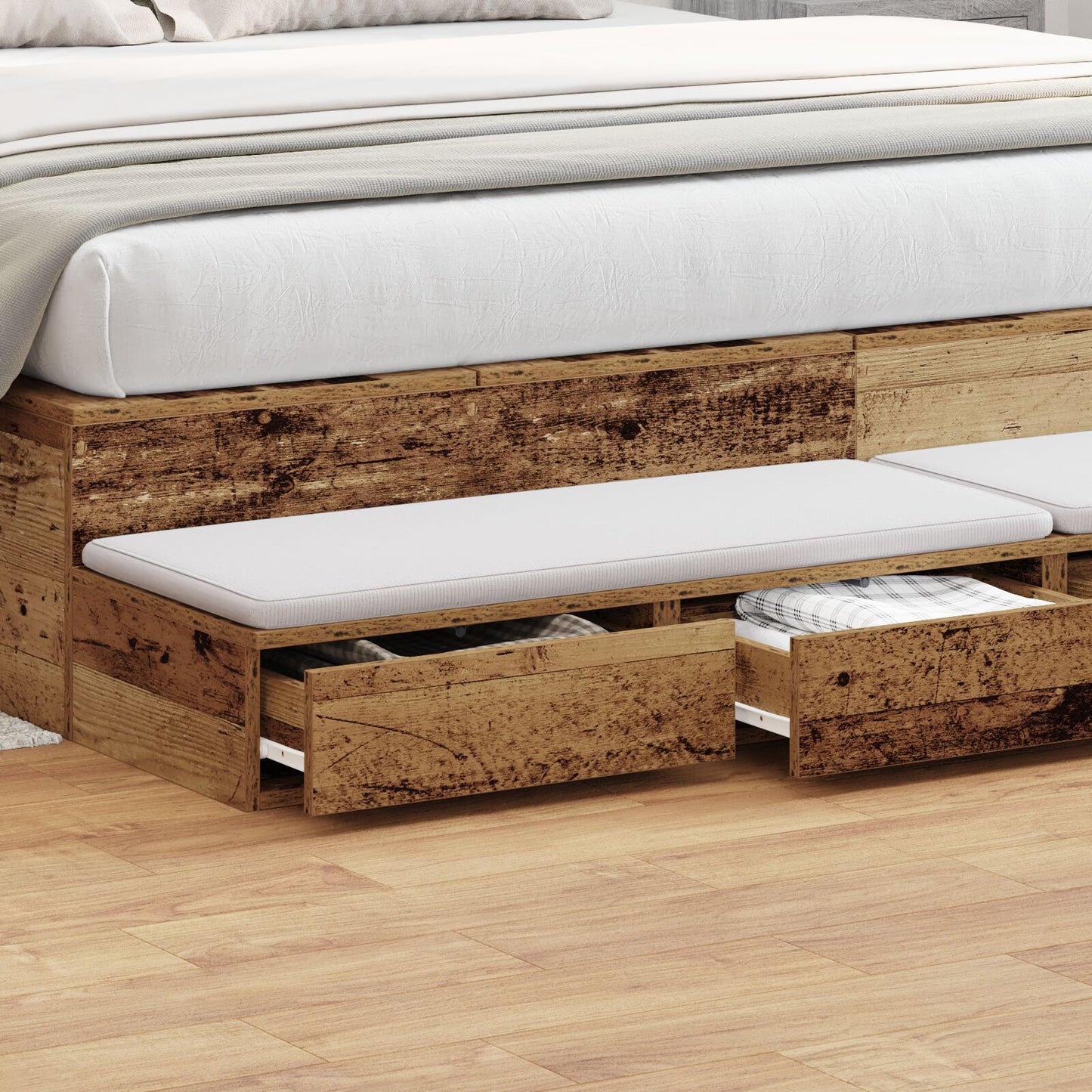 vidaXL Bett-Schubladen Alteiche 180x36,5x16,5 cm Holzwerkstoff