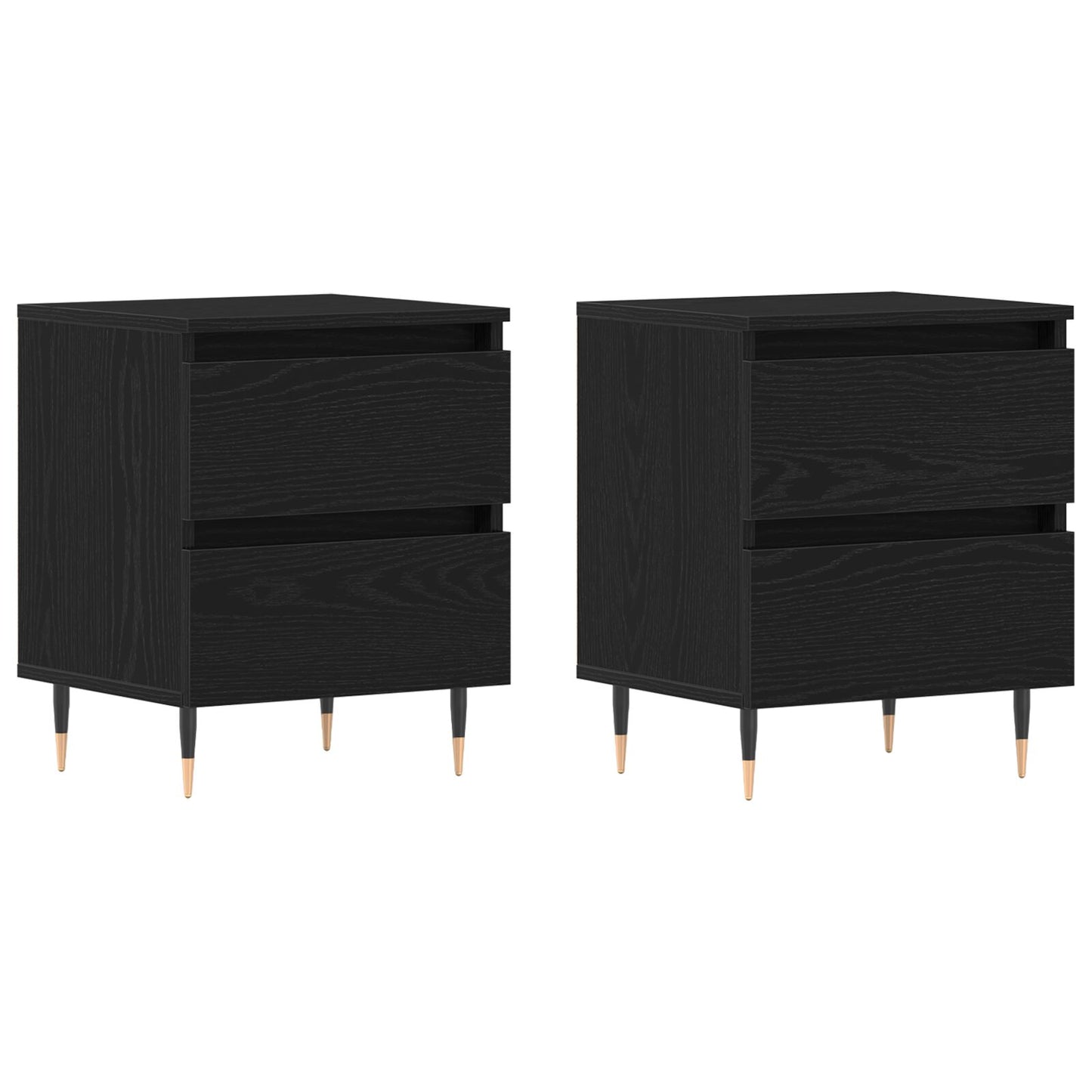 vidaXL Nachttische 2 Stück Schwarz Eiche 40x35x50 cm Spanplatte