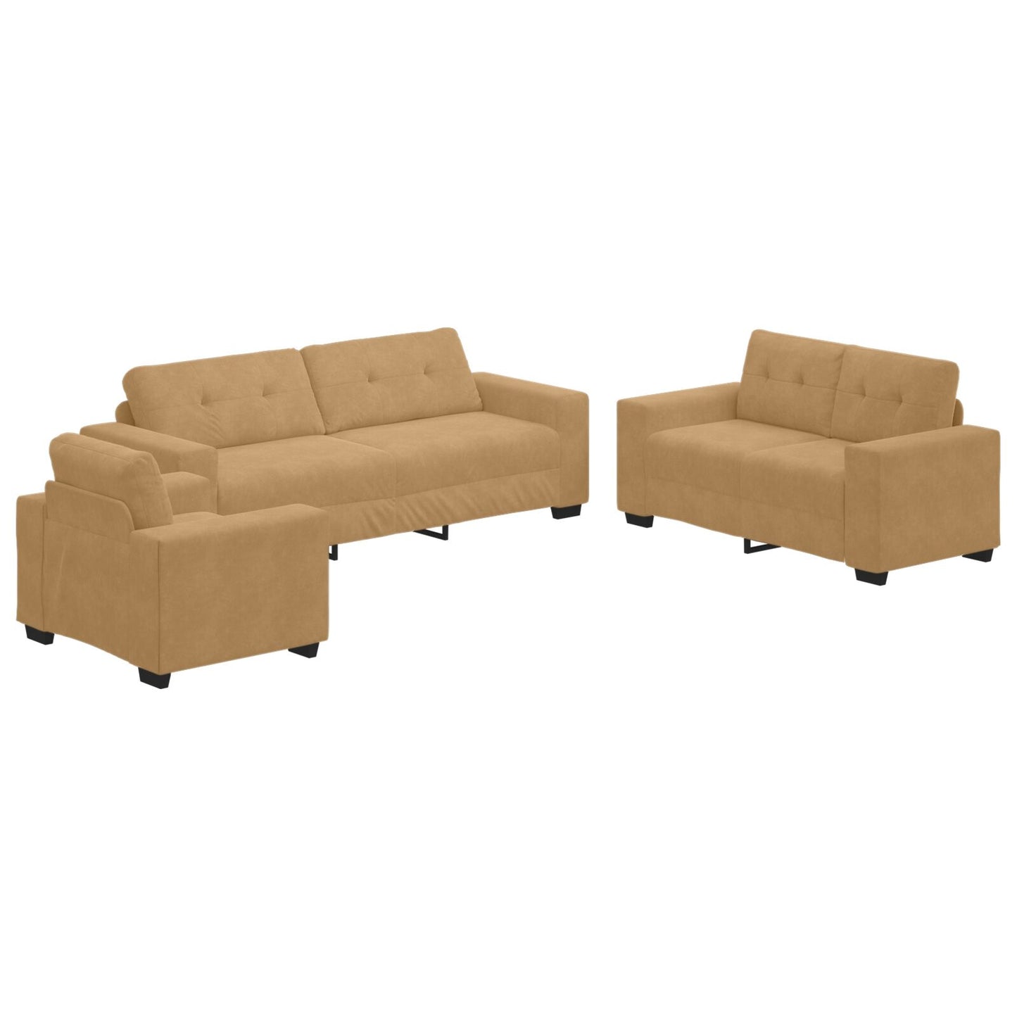 vidaXL 3-teiliges Sofaset mit Kissen aus braunem Samt