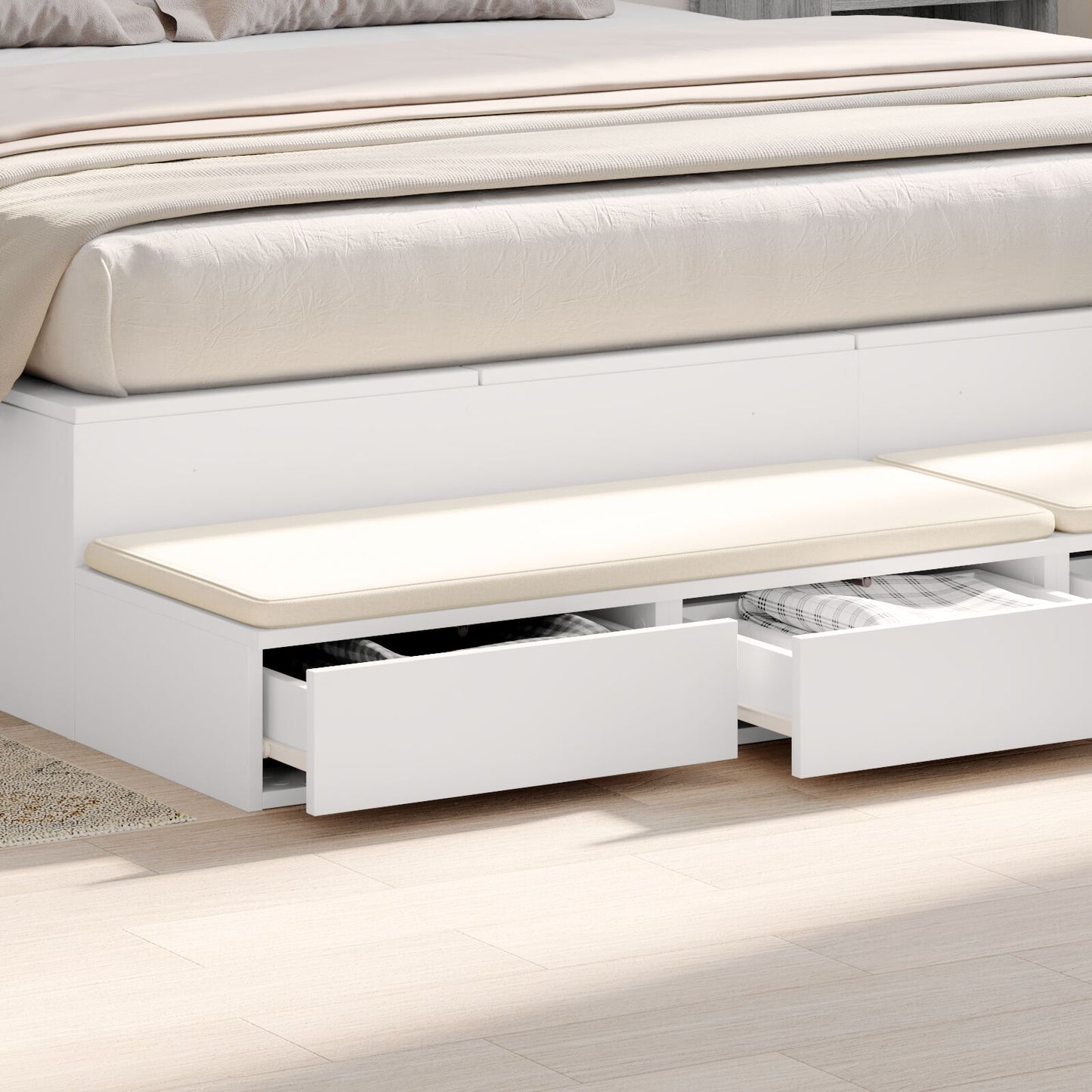 vidaXL Bett-Schubladen Weiß 200x36,5x16,5 cm Spanplatte